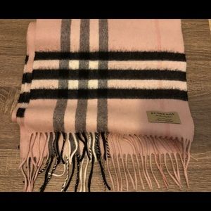 Pink Burberry giant check cashmere scarf